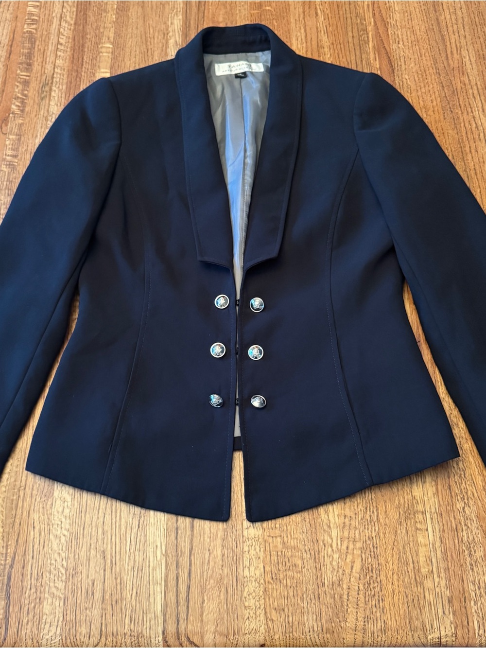TAHARI Arthur S. Levine Black Military-Style Double Breasted Blazer Jacket 4
